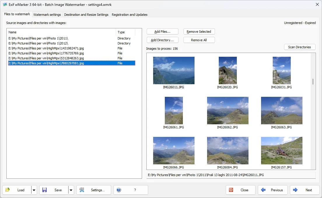 Exif wMarker batch photo watermark software main window