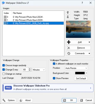 Wallpaper Slideshow LT 1.8.0 free wallpaper changer settings on Windows