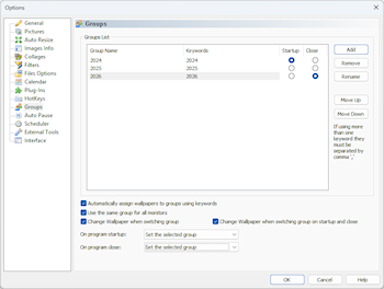 Wallpaper Slideshow Pro 6 - Startup and Shutdown Groups