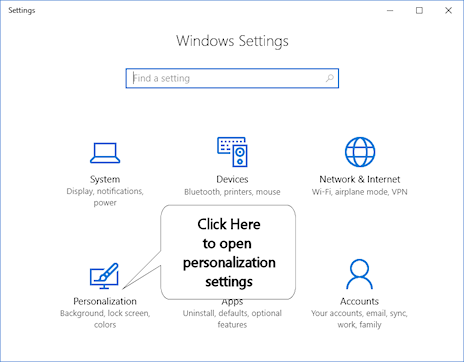 Windows 10 settings
