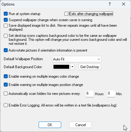 Wallpaper Slideshow LT Options