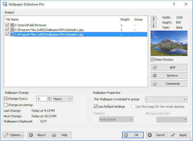 Wallpaper Slideshow Main Window